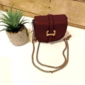 Fossil - Elegant Wine Leather Micro Crossbody Bag